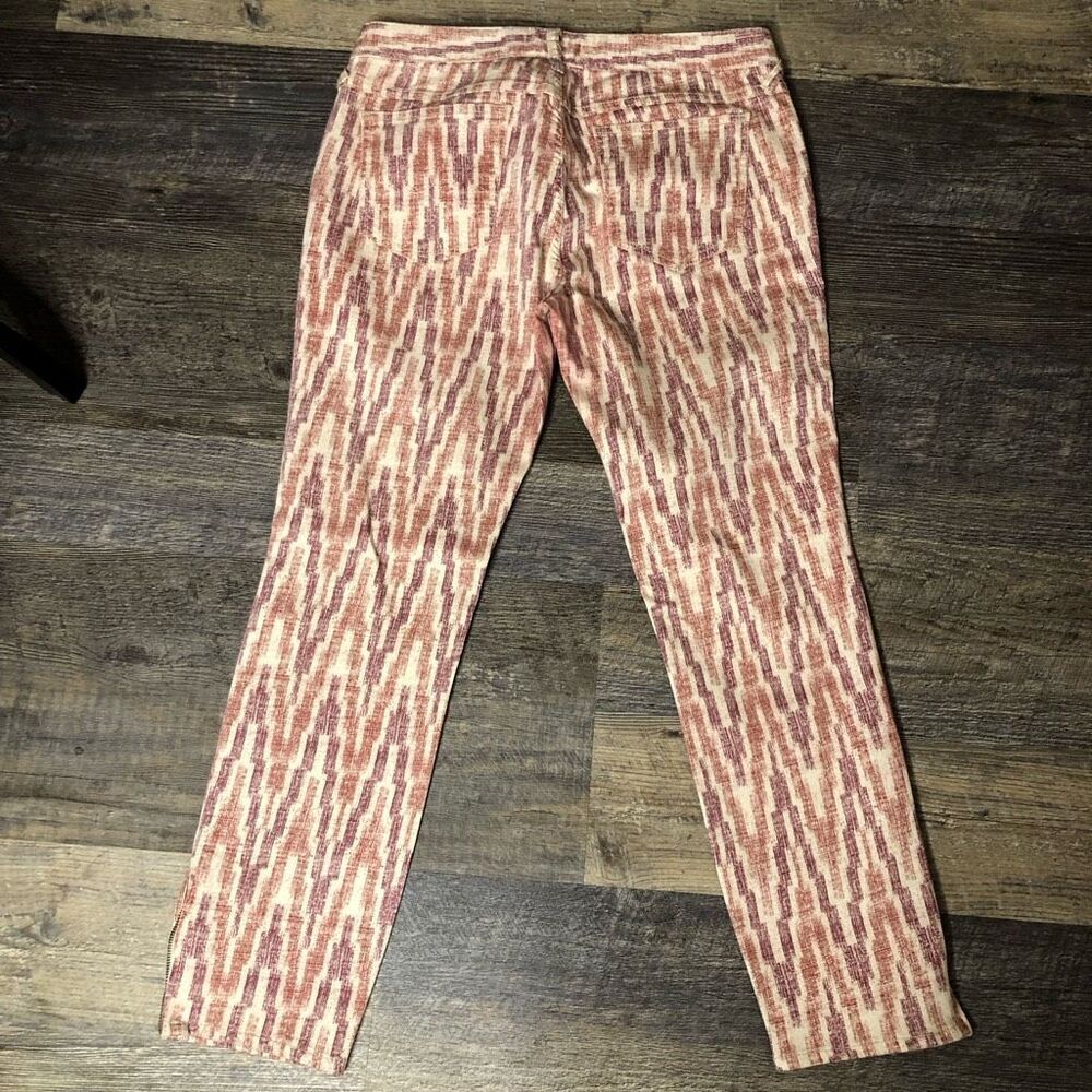 NWOT Free People Womens Geometric Stretch Zipper Straight Leg Pants Pink Size 31